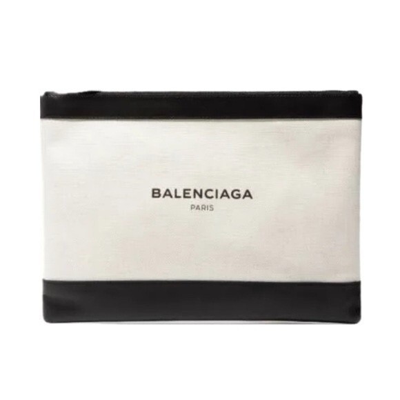 Balenciaga Canvas and Leather Zip Pouch Large in Black - Picture 2 of 15